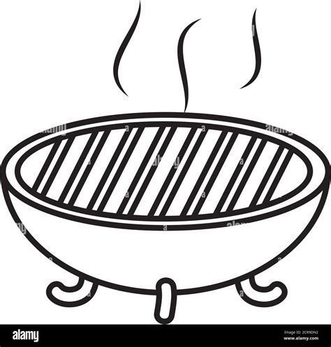 Bbq Grill Icon Over White Background Line Style Vector Illustration
