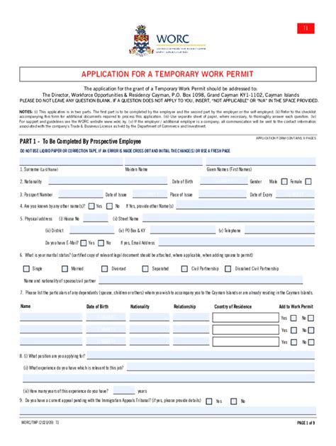 Worc temporary work permit form: Fill out & sign online | DocHub