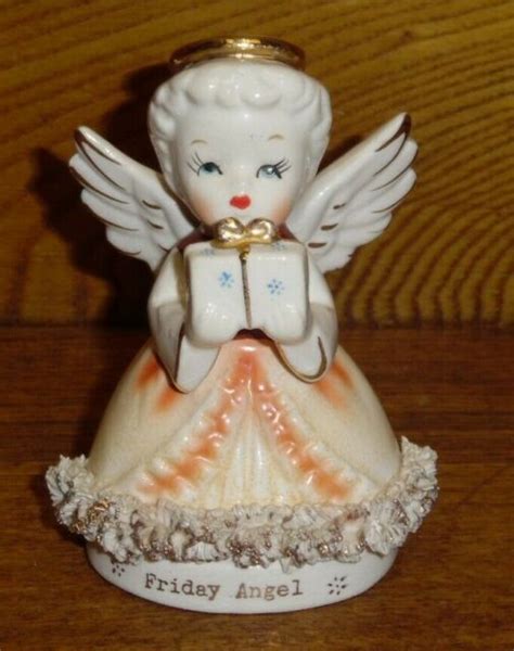 Vintage Ceramic Angel Figurine Sr Fine Quality Japan Friday Angel