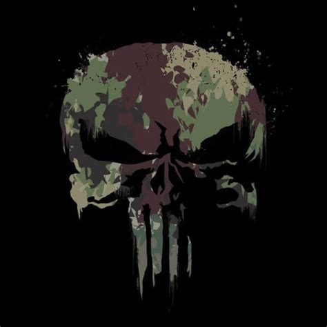 Marvel Camo Skull Womens T Shirt Black Punisher Art Punisher