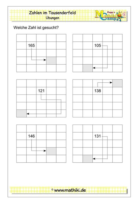 Tausendertafel übung zahlen bis tausend zahlen bis 1000 zehner hunderter tausender zehnerfelder hunderterfelder tausendertafel übungen 3. Tausendertafel bis 1000 (II) (Klasse 3) - mathiki.de ...