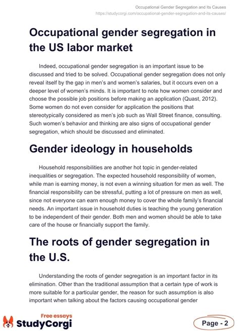 Occupational Gender Segregation And Its Causes Free Essay Example