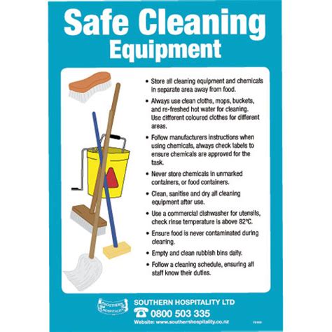 Deploying additional hygiene and cleaning products throughout your place of work will help create a safe and clean environment for your employees. Food Safety Poster - Safe Cleaning | Southern Hospitality