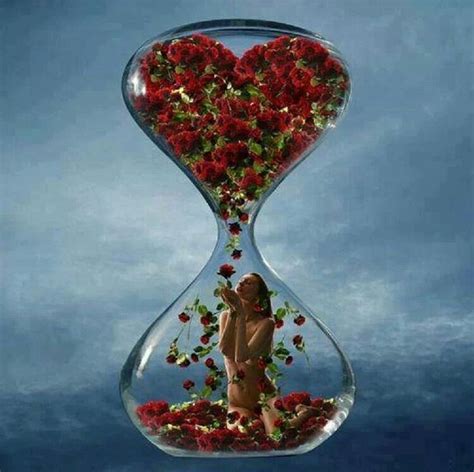 Being Showered In Roses Heart Hourglass Lady In Red Art