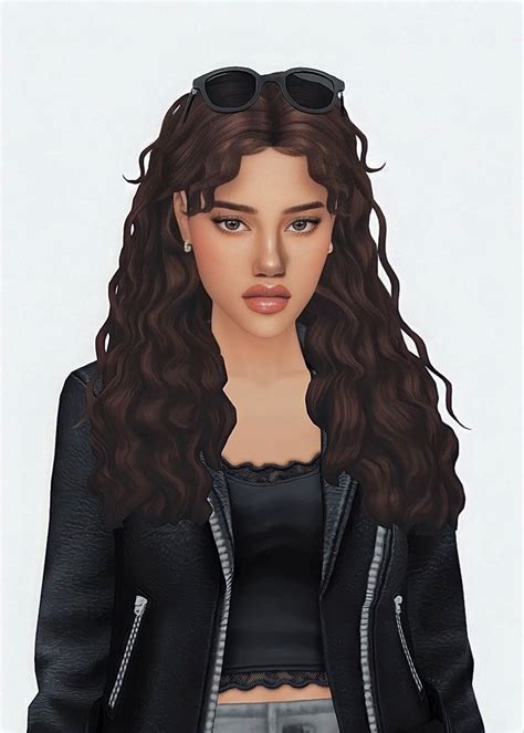A Digital Painting Of A Woman With Long Brown Hair And Sunglasses On