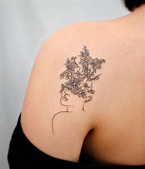 Silueta Mujer Con Cabeza De Flores Por Pauline Tattoo Tatuajes Para