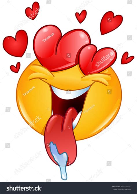 在爱情表情与心和舌头流口水 库存矢量图（免版税）252015841 Shutterstock