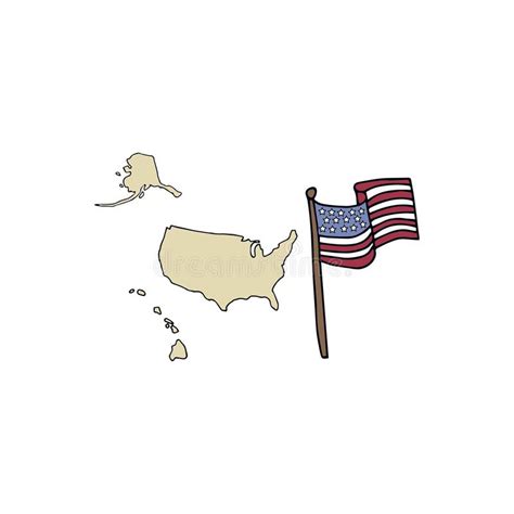 Karte Der Vereinigten Staaten Von Amerika Und Flagge Der Usa