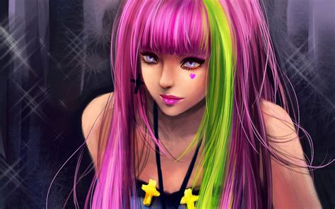 Wallpaper 1920x1200 Px Beautiful Cute Fantasy Girl Green Hair Pink 1920x1200 Wallup