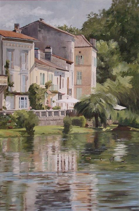 Reflections Of Brantome By Prudy Weaver Oil ~ 36 X 24 House Styles