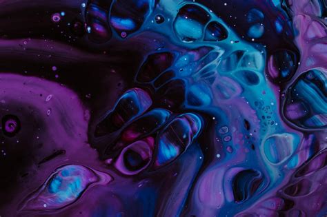 Wallpaper Paint Spots Liquid Fluid Art Stains Blue Purple Hd