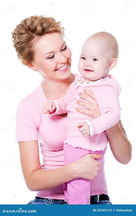 Happy Mother With Smile Baby Stock Photo Image Of Gladness Childhood