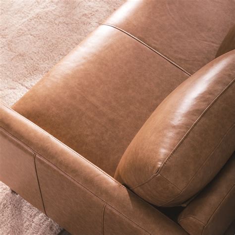 Maklaine Leather Sofa In Caramel Homesquare