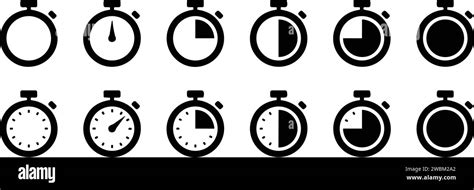 Timer Clock Stopwatch Isolated Set Icons With Different Time