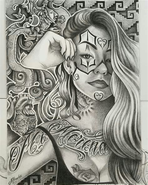 Chicano Drawings Chicano Art Tattoos Tattoo Design Drawings Arte Cholo Cholo Art Aztec