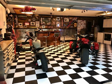 Black And White Checkerboard Garage Floor Man Cave Motorcycle Can Am