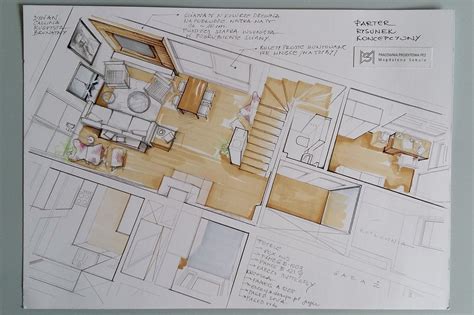 Ground Floor Plan Hand Render By Magdalena Sobula Interior Design