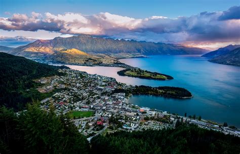New Zealand Queenstown New Zealand Lake Wakatipu Bay Mountains