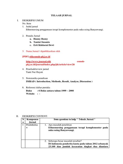 Format Telaah Jurnal Pdf