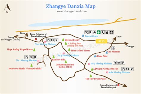 Zhangye Danxia Landform China Map