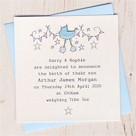 Personalised Baby Boy Birth Announcements