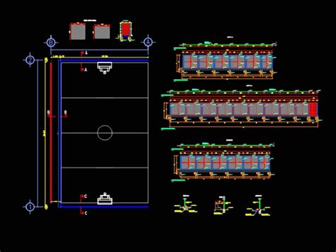 Proyecto Losa Deportiva Con Mallas En Autocad Librer A Cad