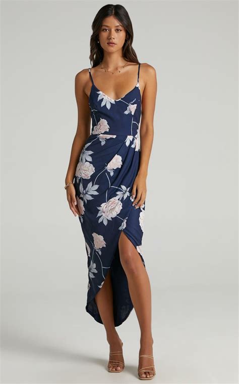 Just This Once Dress In Navy Floral Showpo Dresses Navy Floral Fashion