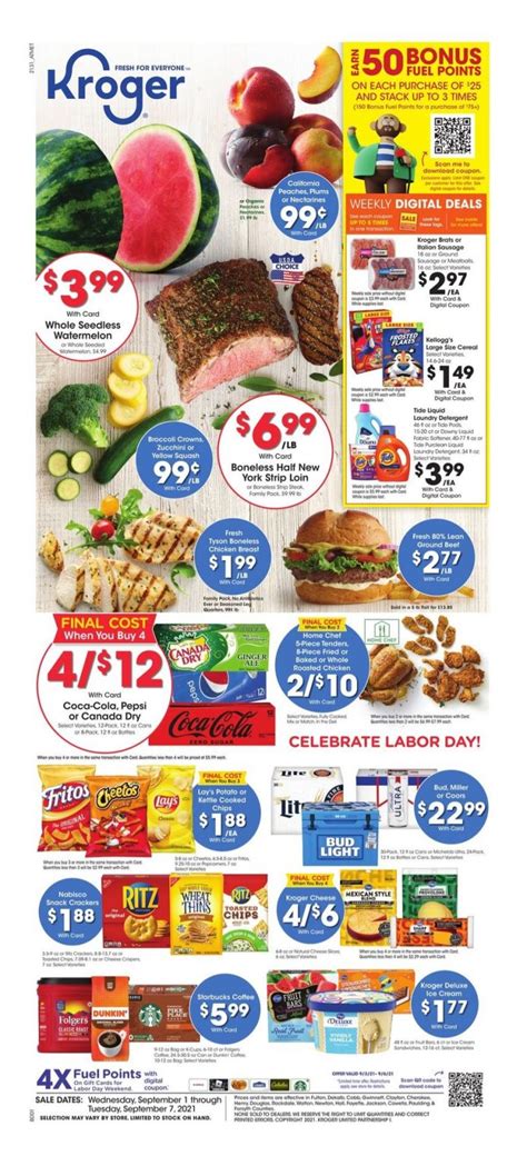 Kroger Weekly Ad Valid September 1 September 7 2021