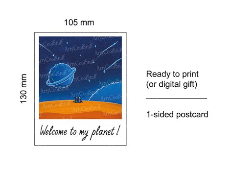 Space Printable Postcard Space Digital Postcard Vector Etsy