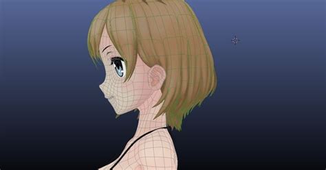 3d Anime Girl Blender Side View Face Topology Anime 3d Pinterest