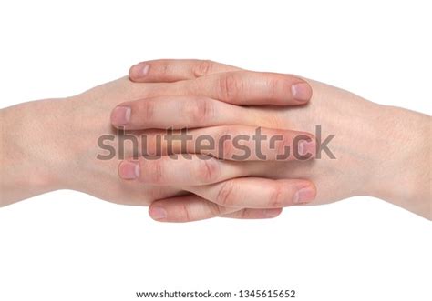 Two Human Join Hands Together Isolated Stock Photo 1345615652