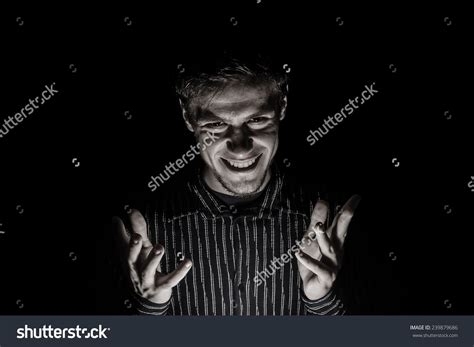 Man Portrait With Evil Look Isolated On Black Backgroundface
