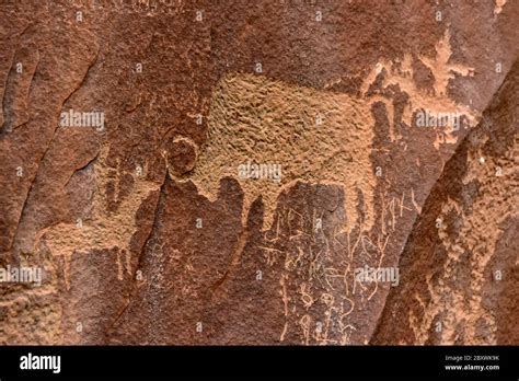 Petroglyphs At Newspaper Rock In Canyonlands National Park Utah Stock