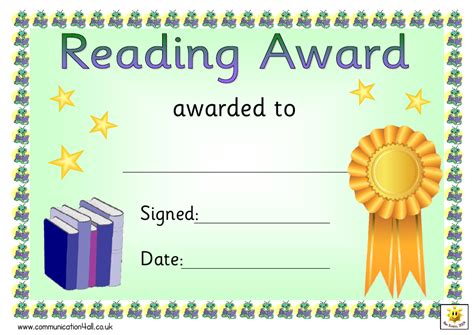 Free Reading Certificate Template Printable Templates