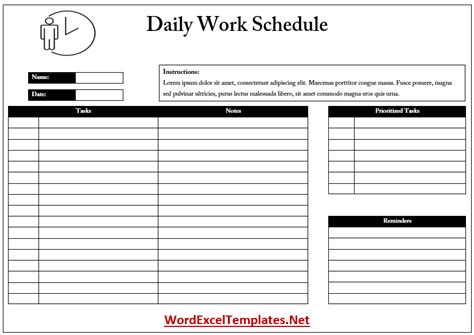 Editable Daily Work Schedule Templates Archives Word Excel Templates