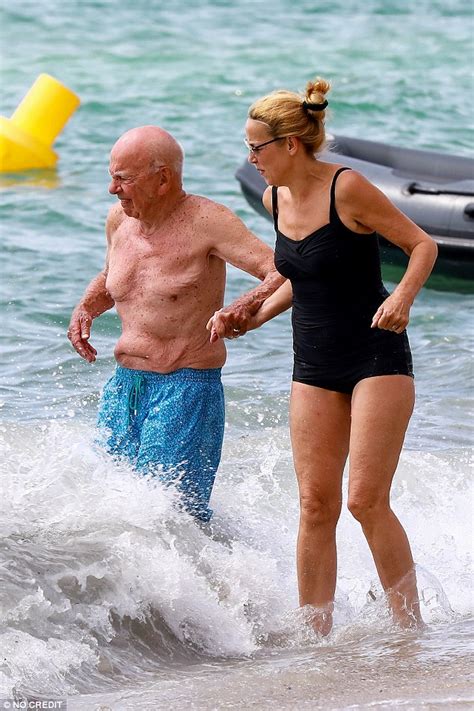 rupert murdoch 87 and wife jerry hall 62 enjoy a swim on holiday in france