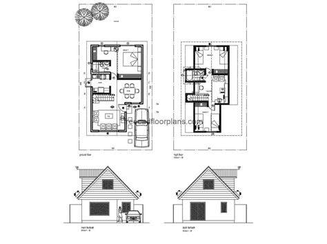 Two Storey Small Villa Autocad Plan 1612201 Free Cad Floor Plans