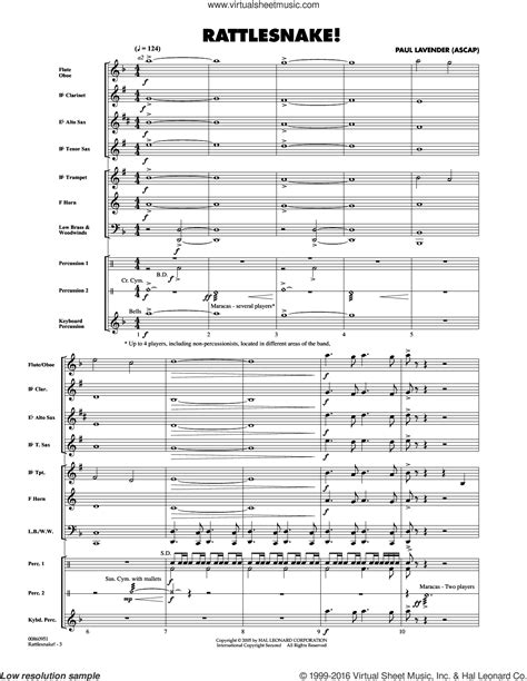 Lavender Rattlesnake Sheet Music For Concert Band