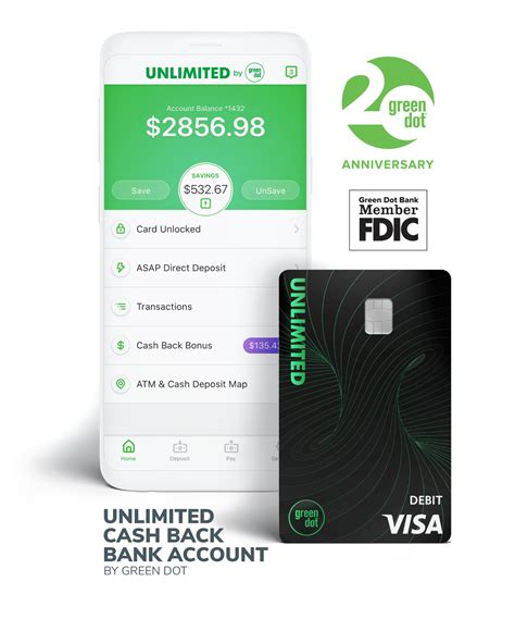 Visa is a registered trademark of visa international service association. Green Dot - Unlimited Cash Back Mobile Account & Debit Cards