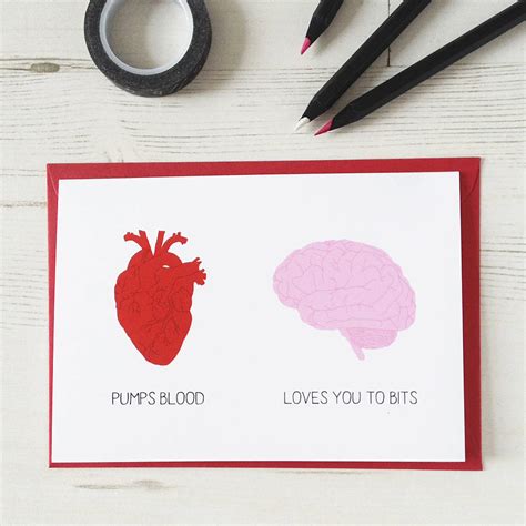 Valentine's day love & hugs! Heart And Brain Unromantic Valentines Card By Newton And The Apple | notonthehighstreet.com