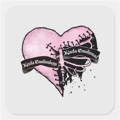 Pastel Goth Heart Emotional And Emotionless Square Sticker Zazzle