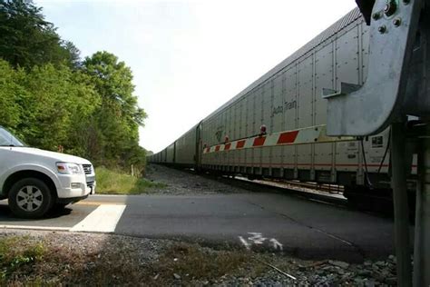Autotrain Car Carrier At The Crossing Of Benchmark Rd Car Carrier The Crossings Train