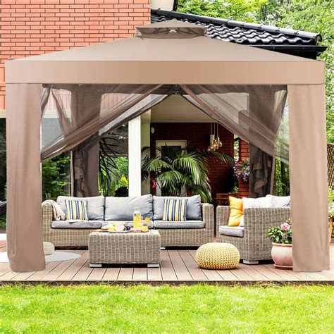 10x10 Canopy Gazebo Tent Art Steel Frame Patio Garden W