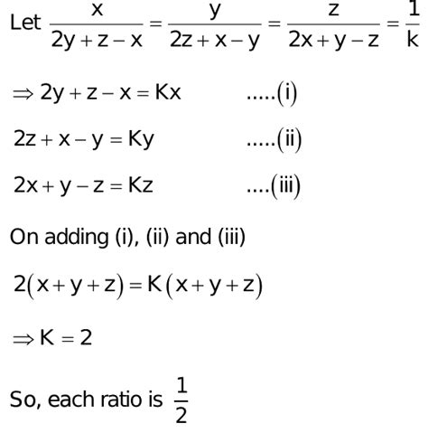 if x 2y z x y 2z x z 2x y z and x y z is not equal to 0 the what is each ratio equal to