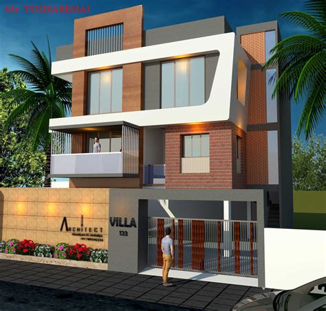 3d View Of Bungalow Design In India Exterior Gharpedia Bungalow