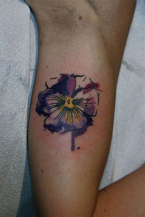 Watercolor Tattoo Watercolor Pansy Tattoo Purple Flower Watercolor