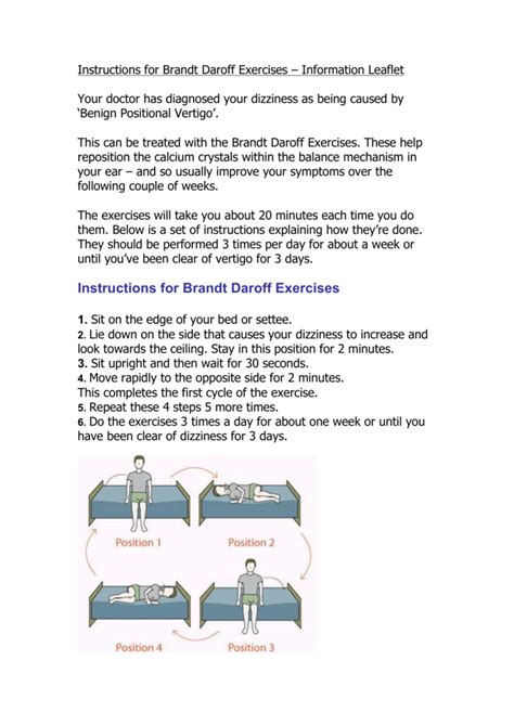 Instructions For Brandt Daroff Exercises Information Leaflet