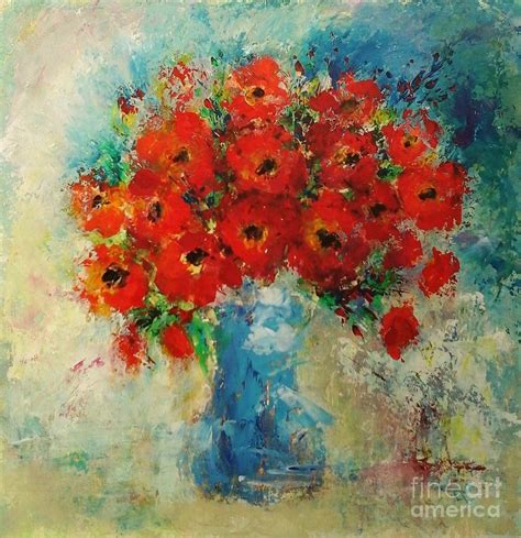 Blue Vase With Flowers Painting By Elena Ivanova