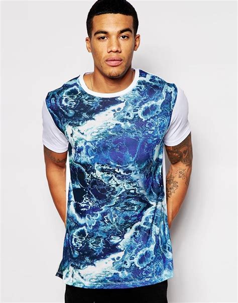 Asos Longline T Shirt With All Over Print And Zips At