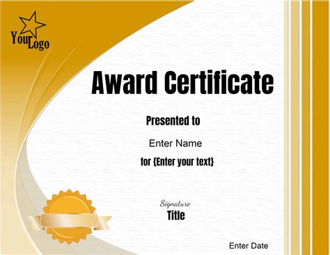 Editable Award Certificate Template Ewriting